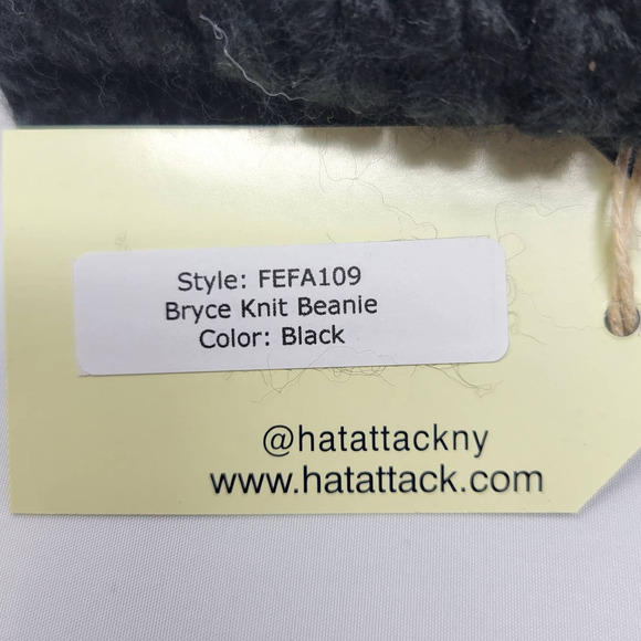 Hat Attack Bryce Beanie Hat With Removable Pom In Black New - Picture 4 of 4